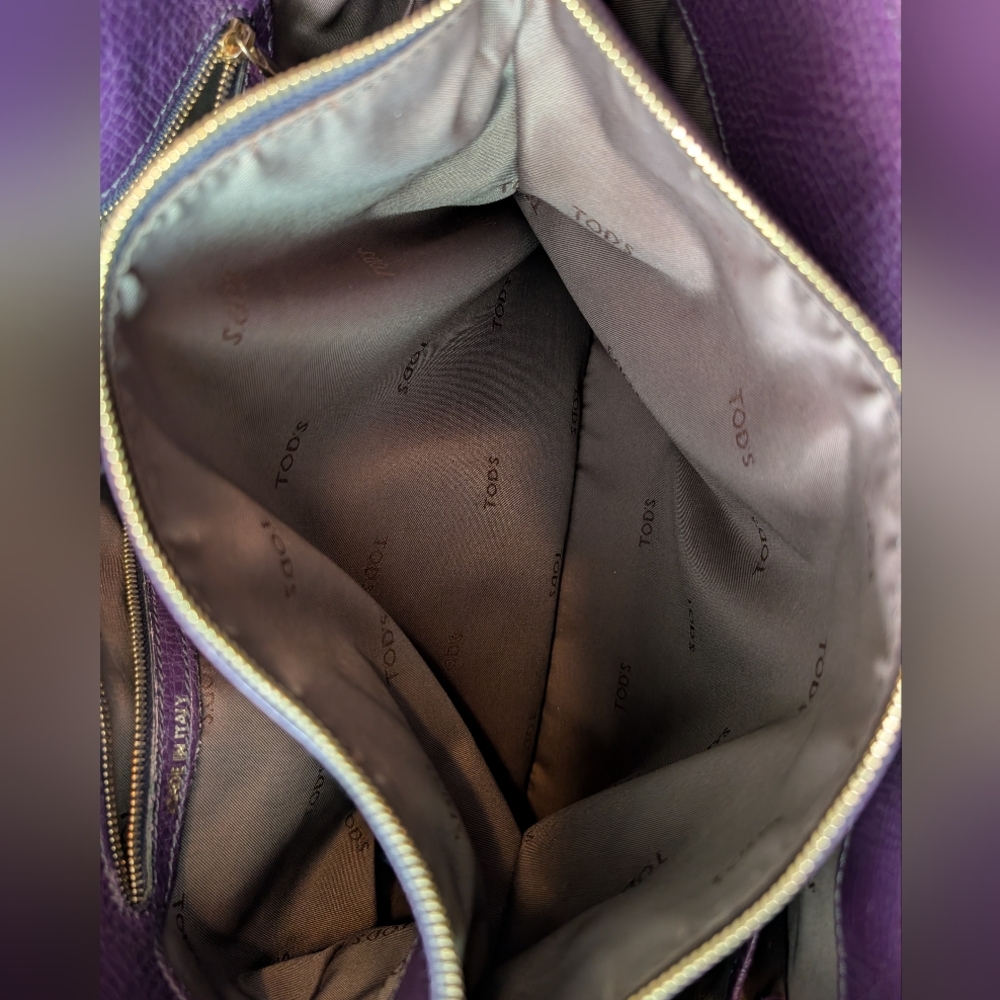 Tod's Purple Leather Satchel Handbag with Adjustable Strap - Picture 9 of 15